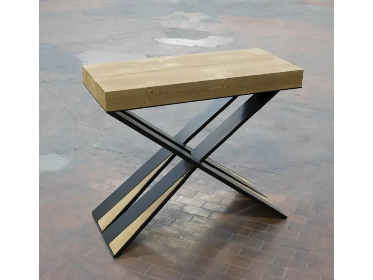 Consola*ITAMOBY Mesa consola extensível 90x40/290 cm Diago Abeto tingido quadro Antracite Castanho