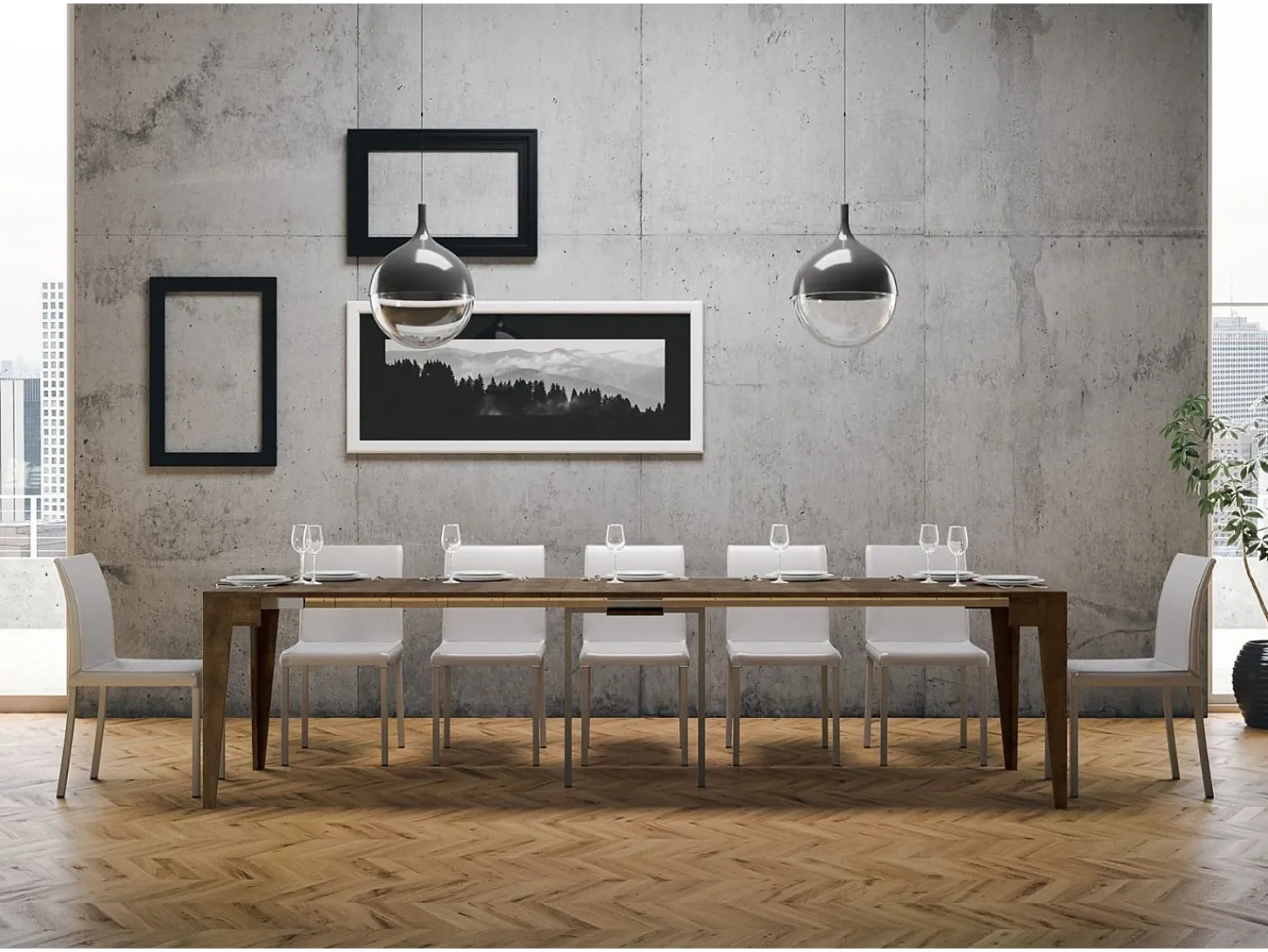 Consola|ITAMOBY Mesa consola extensível 90x42/302 cm Isotta Nogueira Natural escuro