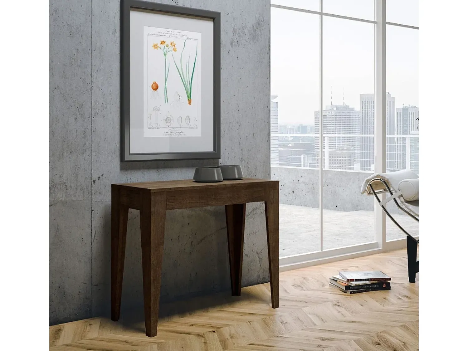 Consola|ITAMOBY Mesa consola extensível 90x42/302 cm Isotta Nogueira Natural escuro