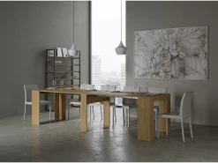 Consola*ITAMOBY Mesa consola extensível 90x48/296 cm Venus Carvalho Natural extensões internas Natural claro