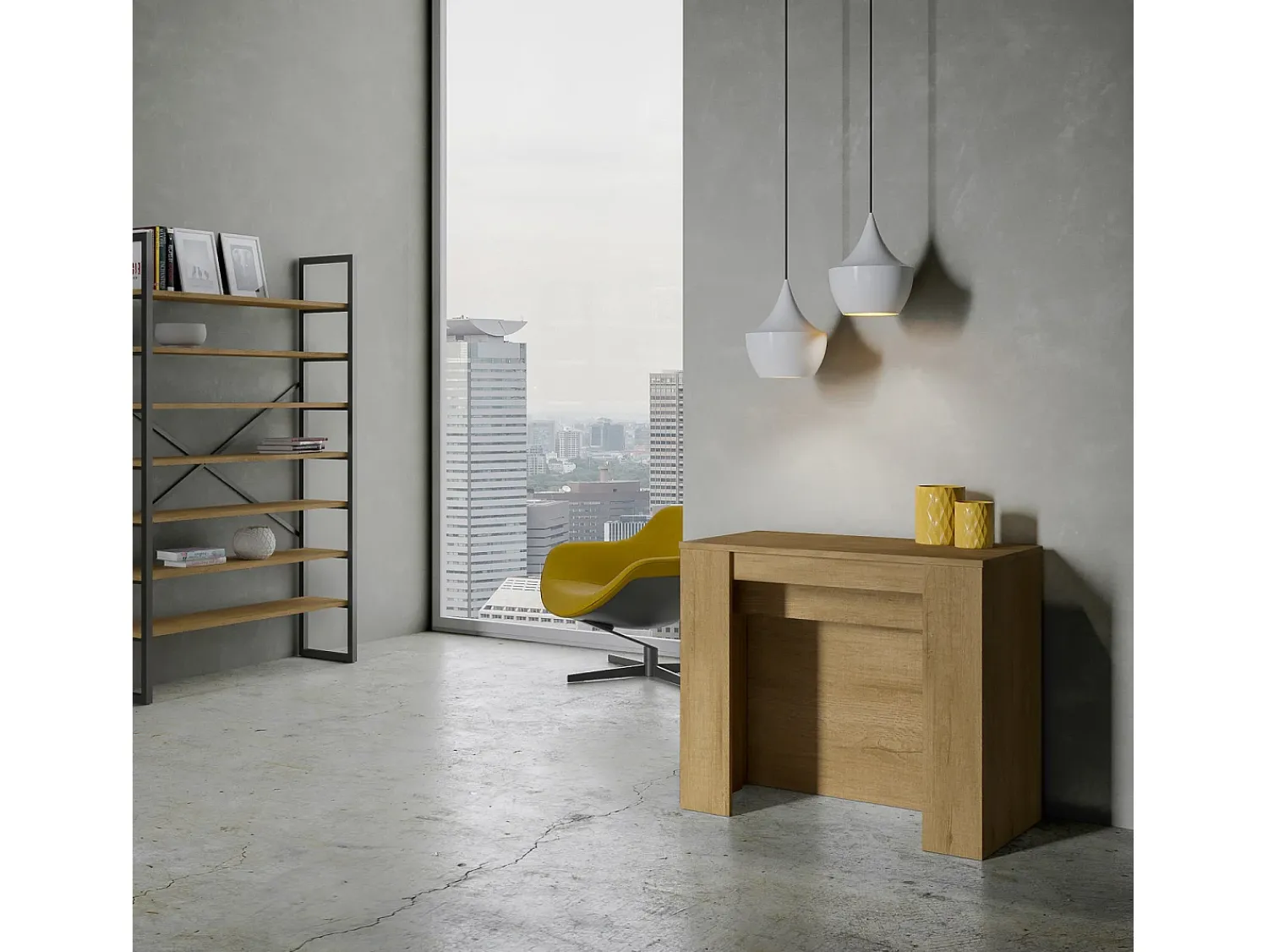 Consola*ITAMOBY Mesa consola extensível 90x48/296 cm Venus Carvalho Natural extensões internas Natural claro