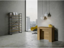 Consola*ITAMOBY Mesa consola extensível 90x48/296 cm Venus Carvalho Natural extensões internas Natural claro