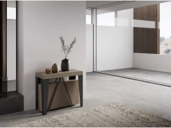 Ityhome Mesa consola extensível 90x40/300 cm Algo tortora quadro antracite^ Consola
