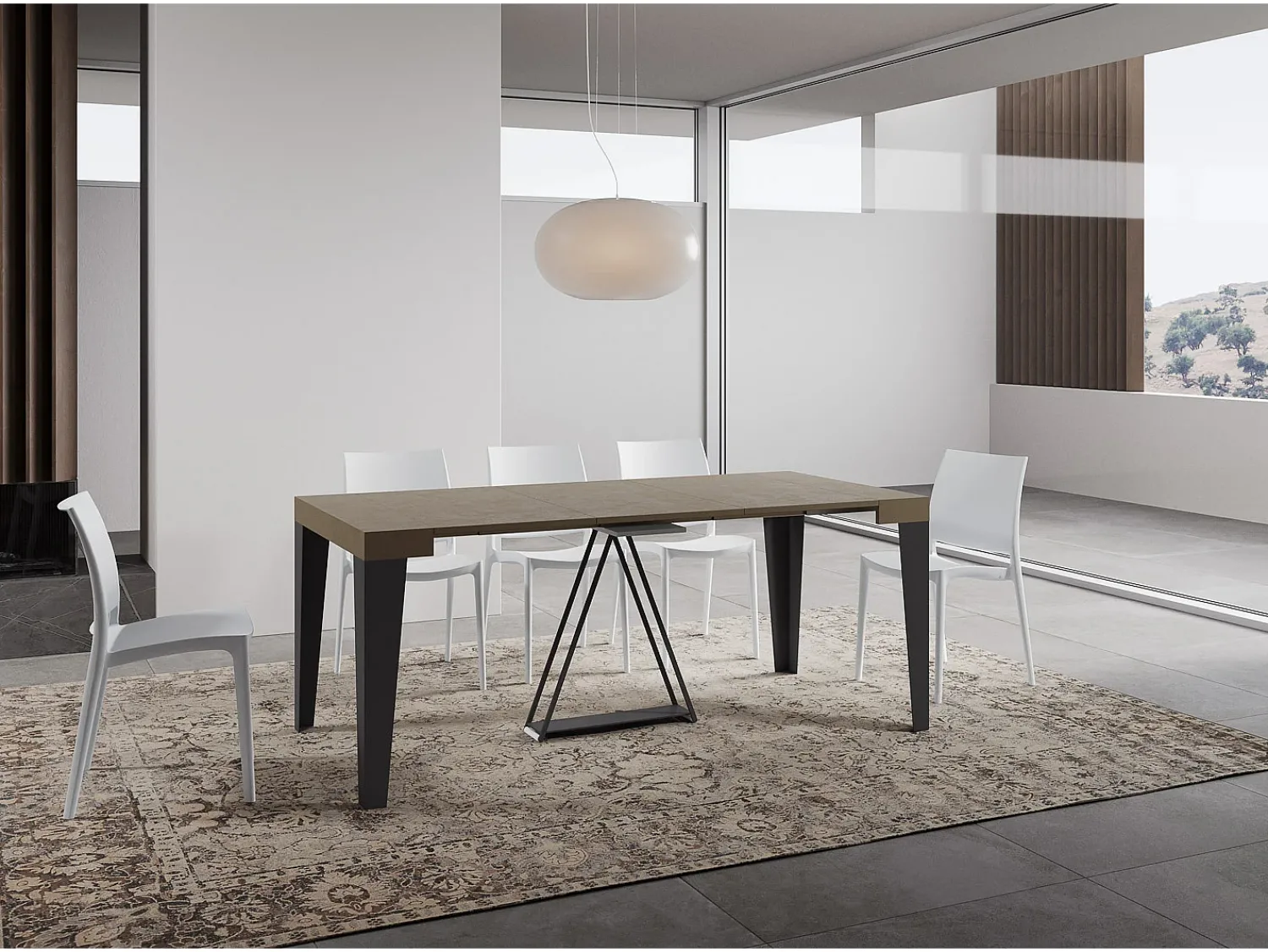 Ityhome Mesa consola extensível 90x40/300 cm Algo tortora quadro antracite^ Consola
