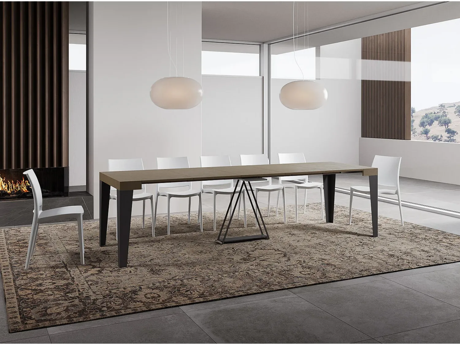Ityhome Mesa consola extensível 90x40/300 cm Algo tortora quadro antracite^ Consola