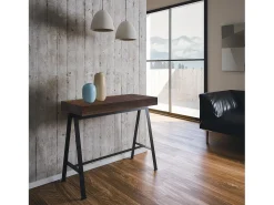 Consola|ITAMOBY Mesa consola extensível 90x40/300 cm Banco Nogueira quadro Antracite Natural escuro