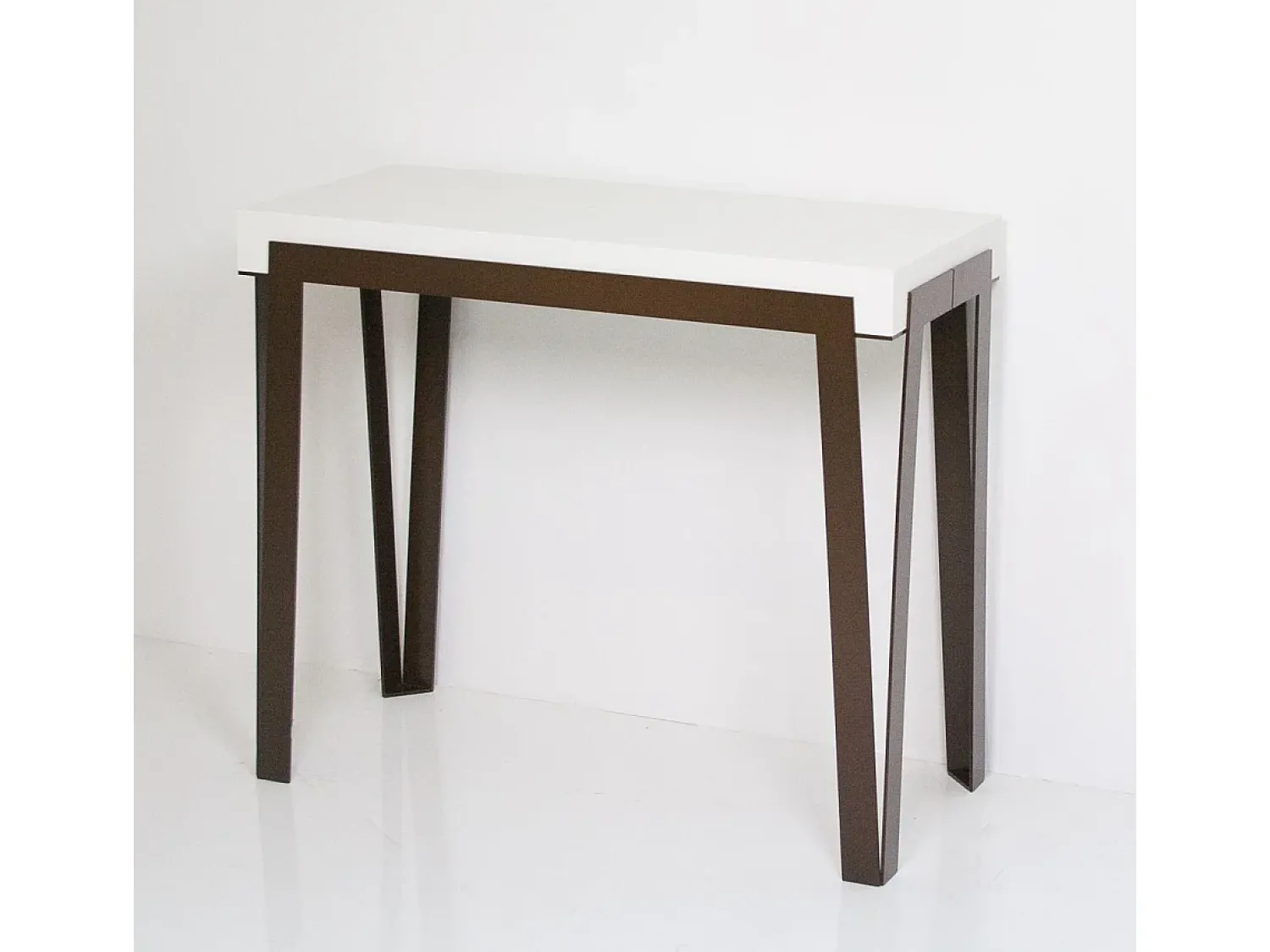 ITAMOBY Mesa consola extensível 90x40/196 cm Rio Small Cinza Branca quadro Ferrugem^ Consola