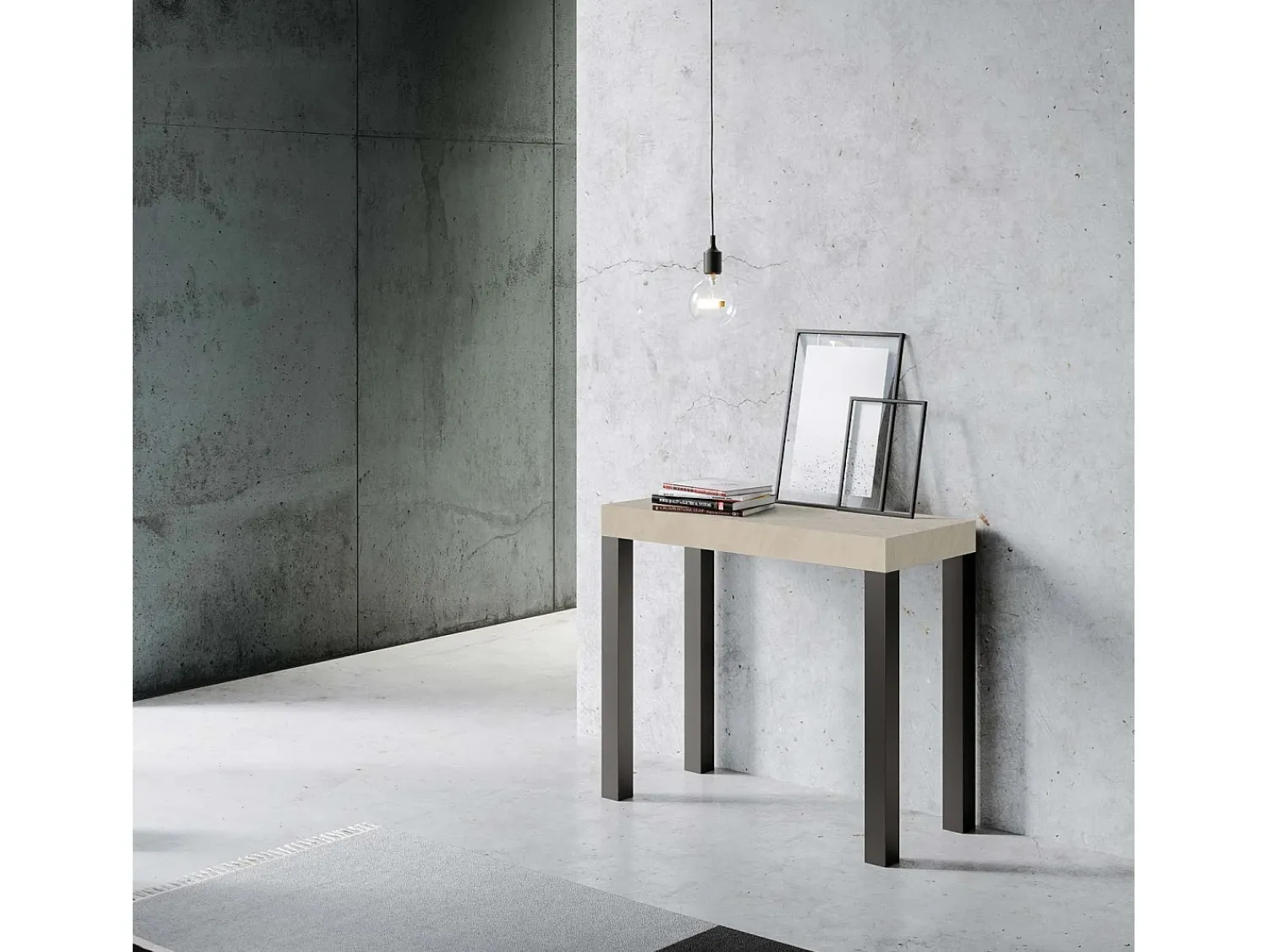 Consola|ITAMOBY Mesa consola extensível 90x40/196 cm Everyday Small Cachemira quadro Antracite Cinzento