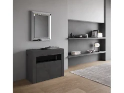 Consola|ITAMOBY Mesa consola extensível 90x42/302 cm Evolve Antracite Espatulado extensões internas com banco inferior Cinzento