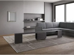 Consola|ITAMOBY Mesa consola extensível 90x42/302 cm Evolve Antracite Espatulado extensões internas com banco inferior Cinzento