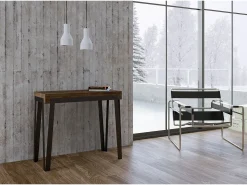 Consola|ITAMOBY Mesa consola extensível 90x40/300 cm Rio Nogueira quadro Antracite Natural escuro