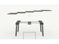 Consola|ITAMOBY Mesa consola extensível 90x40/300 cm Rio Nogueira quadro Antracite Natural escuro