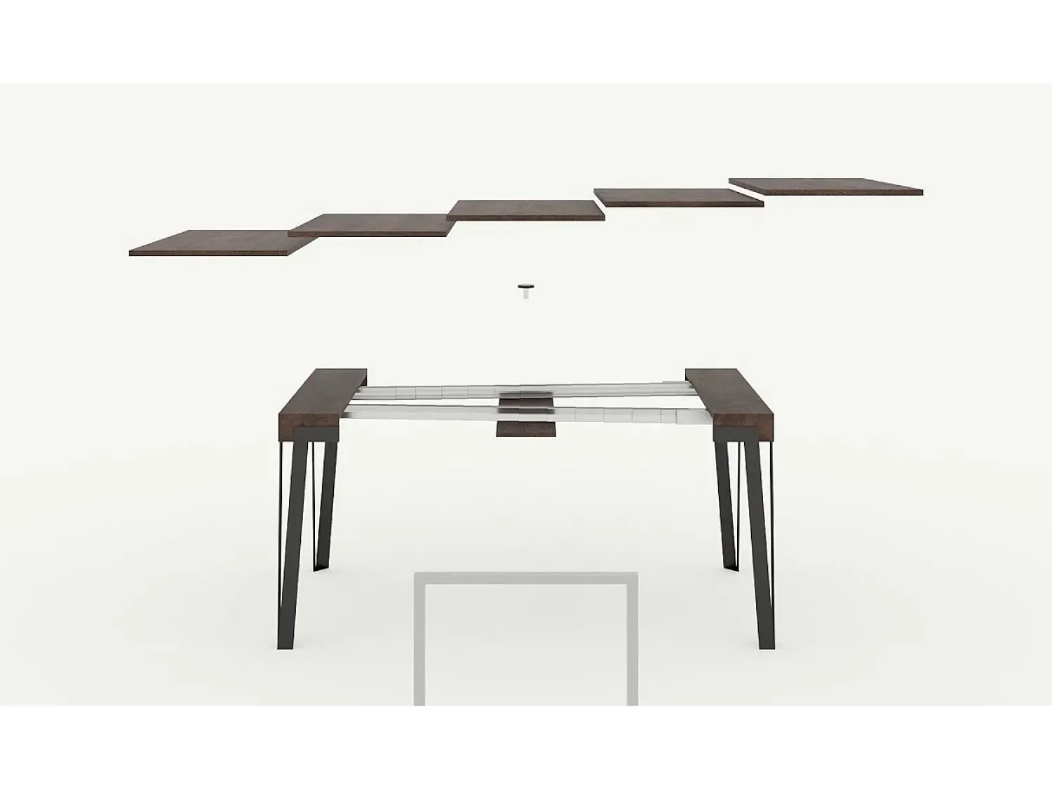 Consola|ITAMOBY Mesa consola extensível 90x40/300 cm Rio Nogueira quadro Antracite Natural escuro