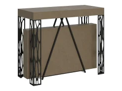 Consola*Ityhome Mesa consola extensível 90x40/300 cm Kerpa tortora quadro antracite Castanho