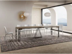 Consola*Ityhome Mesa consola extensível 90x40/300 cm Kerpa tortora quadro antracite Castanho