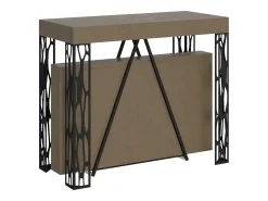 Consola*Ityhome Mesa consola extensível 90x40/300 cm Kerpa tortora quadro antracite Castanho