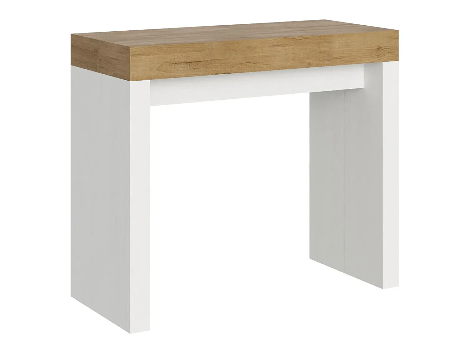 Consola|ITAMOBY Mesa consola extensível 90x40/196 cm Roxell Mix Small plano Carvalho Natural - estrutura Cinza Branca Natural claro / Branco