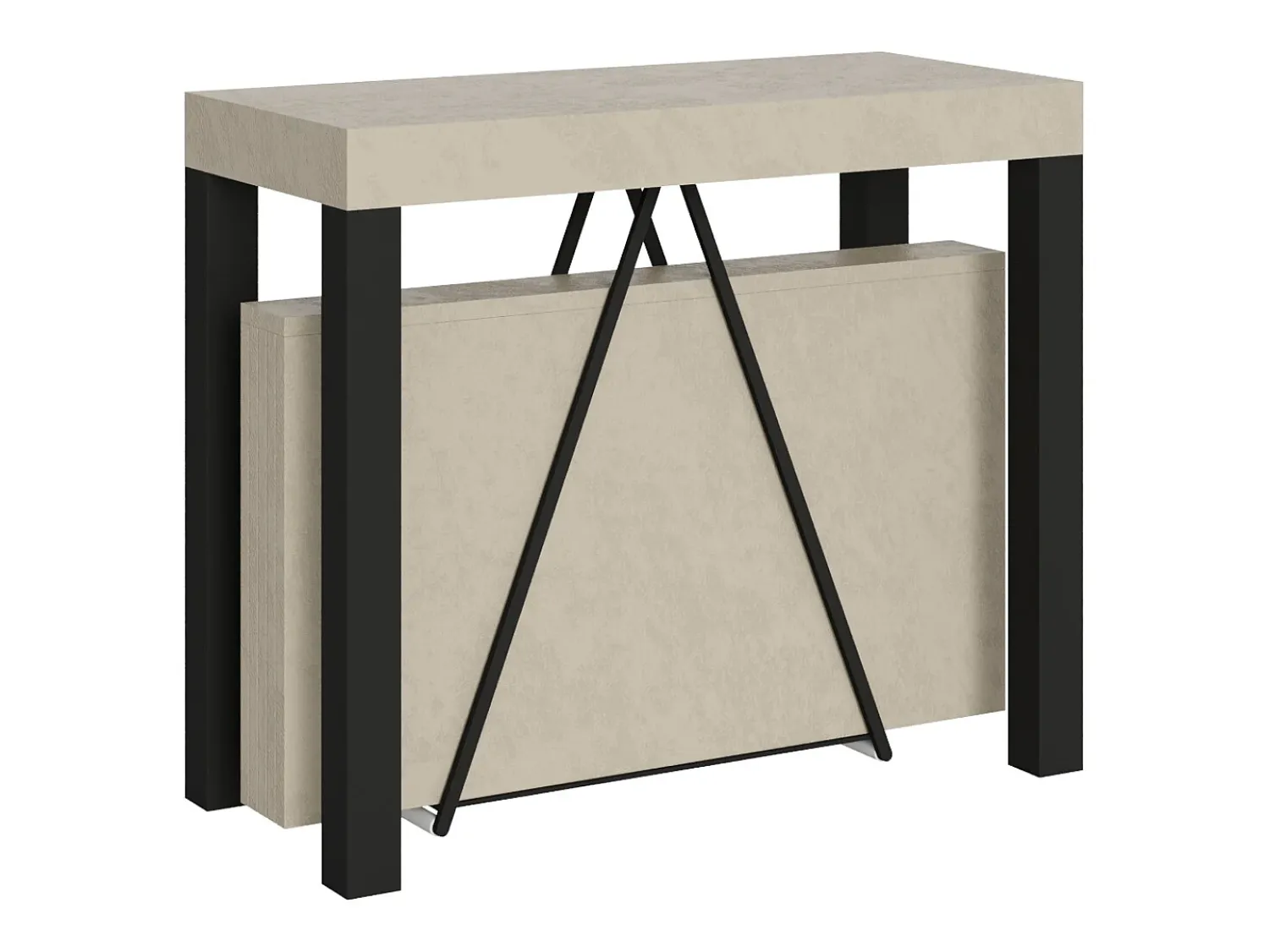 Consola*Ityhome Mesa consola extensível 90x40/196 cm Tiris Small caxemira quadro antracite Cinzento