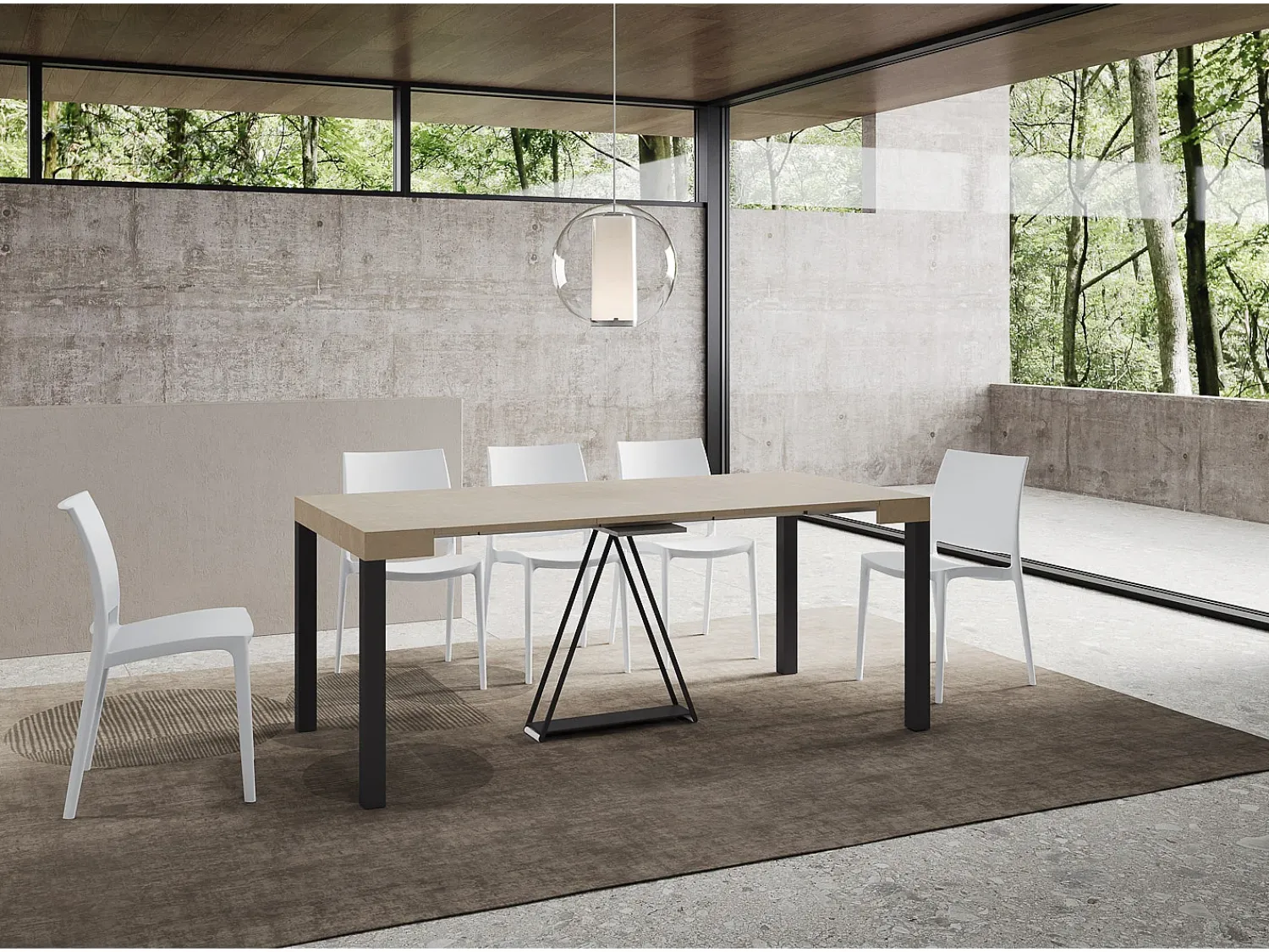 Consola*Ityhome Mesa consola extensível 90x40/196 cm Tiris Small caxemira quadro antracite Cinzento