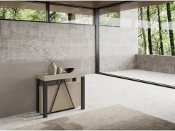 Consola*Ityhome Mesa consola extensível 90x40/196 cm Tiris Small caxemira quadro antracite Cinzento