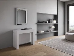 ITAMOBY Mesa consola extensível 90x42/302 cm Evolve Cinza Branca extensões internas com banco inferior e superior^ Consola