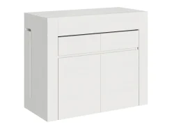 ITAMOBY Mesa consola extensível 90x42/302 cm Evolve Cinza Branca extensões internas com banco inferior e superior^ Consola
