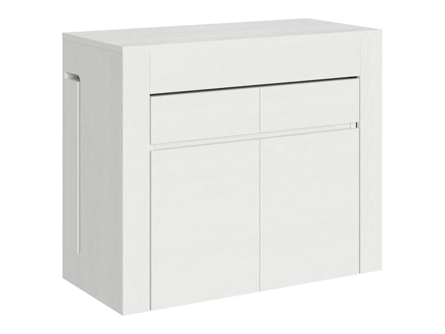ITAMOBY Mesa consola extensível 90x42/302 cm Evolve Cinza Branca extensões internas com banco inferior e superior^ Consola