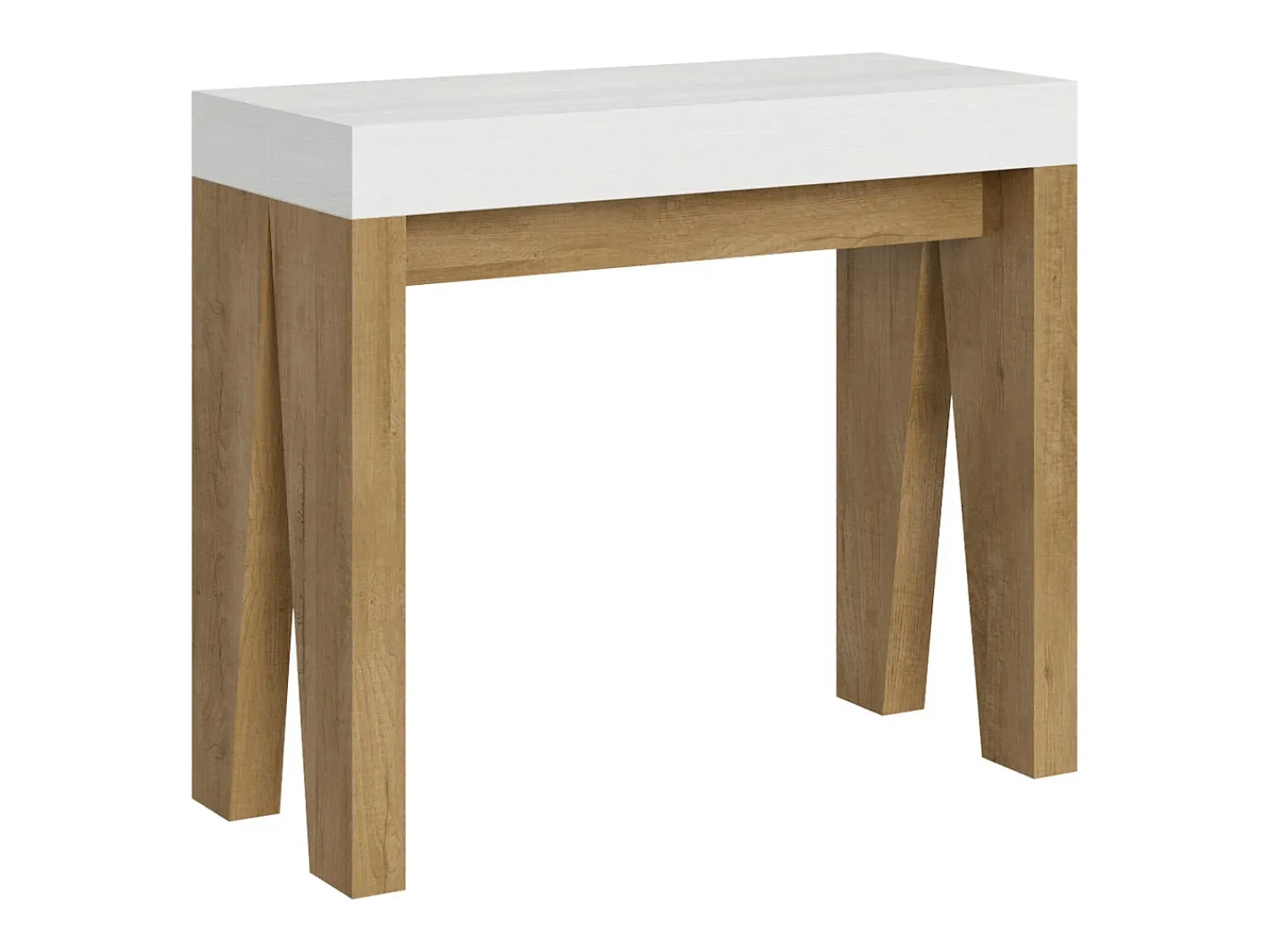 Consola*ITAMOBY Mesa consola extensível 90x40/196 cm Naxy Mix Small plano Cinza Branca - estrutura Carvalho Natural Natural claro / Branco