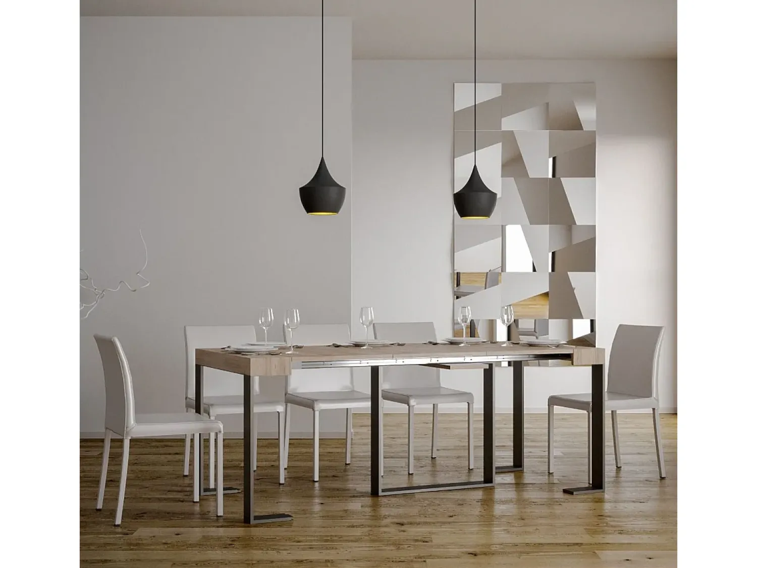Consola|ITAMOBY Mesa consola extensível 90x40/196 cm Futura Small Carvalho Natural quadro Antracite Natural claro