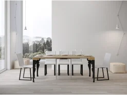 Consola*ITAMOBY Mesa consola extensível 90x40/196 cm Paxon Small Carvalho Natural quadro Antracite Natural claro