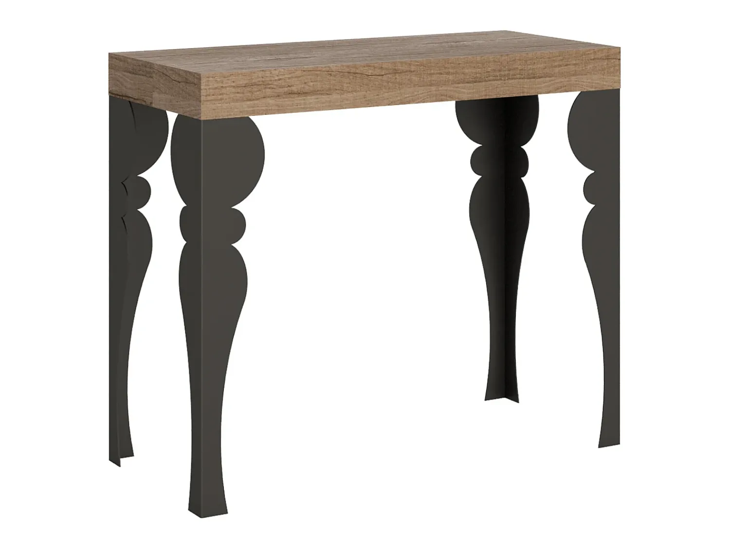 Consola*ITAMOBY Mesa consola extensível 90x40/196 cm Paxon Small Carvalho Natural quadro Antracite Natural claro