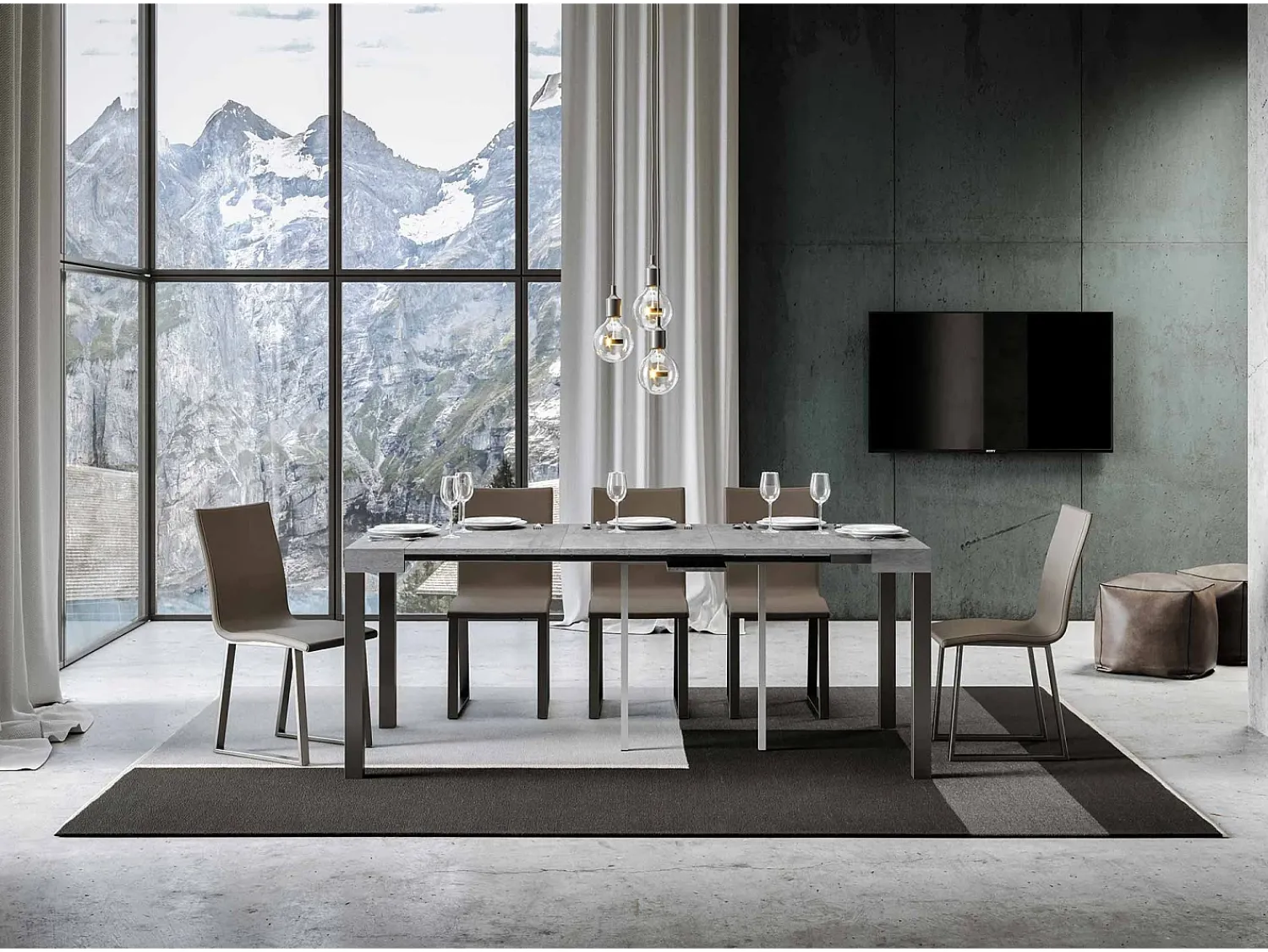 Consola|ITAMOBY Mesa consola extensível 90x40/196 cm Everyday Small Cimento quadro Antracite Cinzento