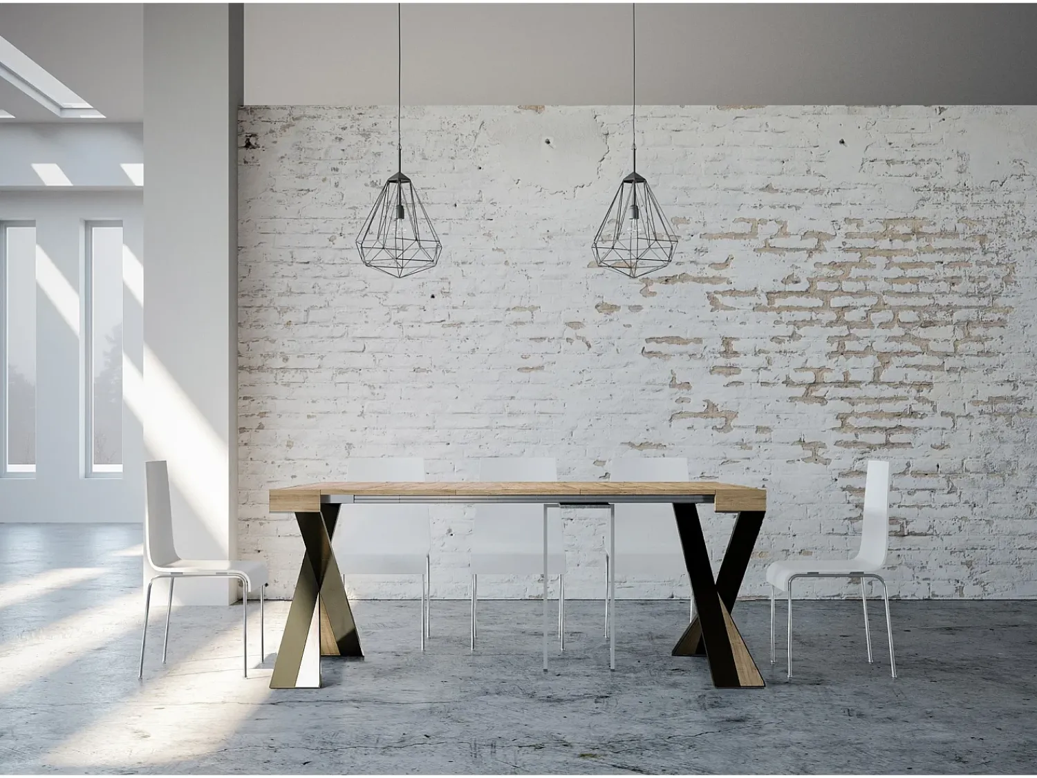 Consola|ITAMOBY Mesa consola extensível 90x40/300 cm Diago Carvalho Natural quadro Antracite Natural claro