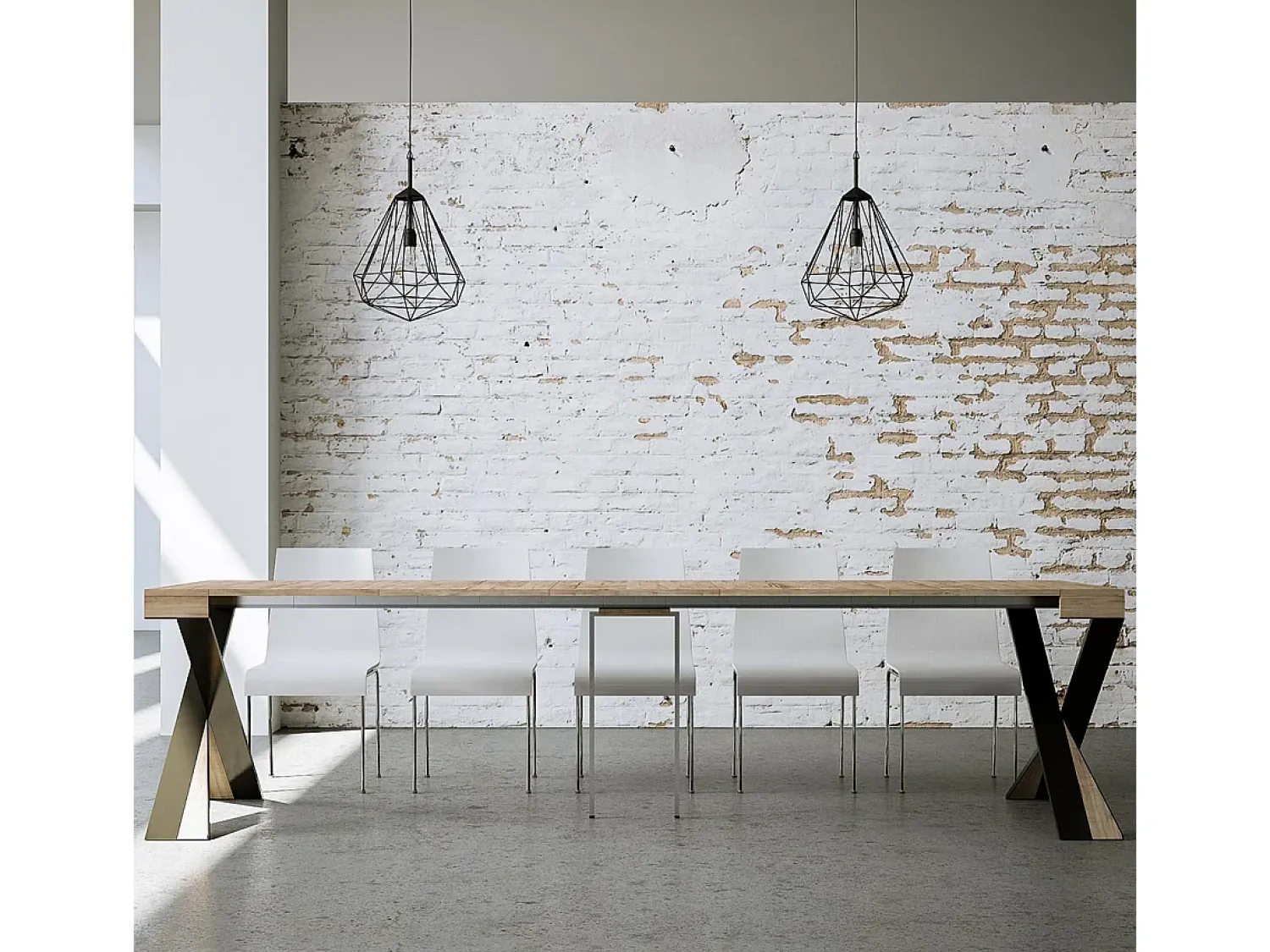 Consola|ITAMOBY Mesa consola extensível 90x40/300 cm Diago Carvalho Natural quadro Antracite Natural claro