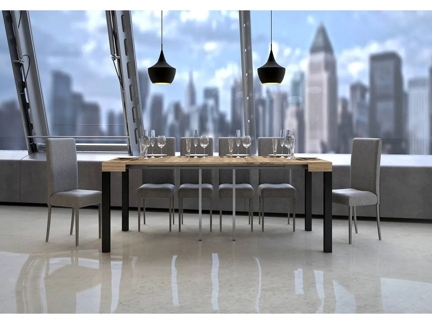 Best ITAMOBY Mesa consola extensível 90x40/300 cm Everyday Carvalho Natural quadro Antracite Natural claro