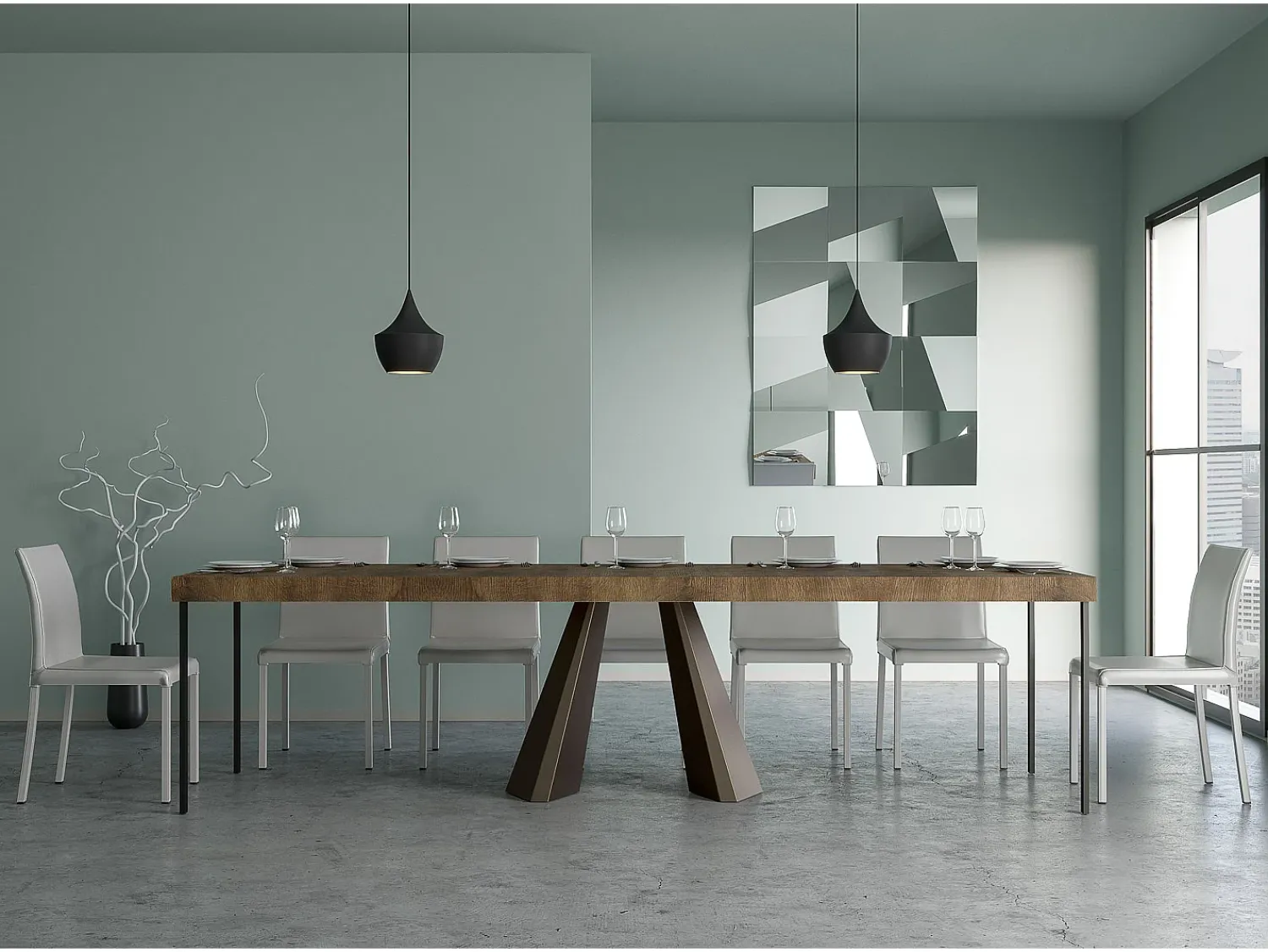 ITAMOBY Mesa consola extensível 90x40/300 cm Diamante Premium Nogueira quadro Urso^ Consola