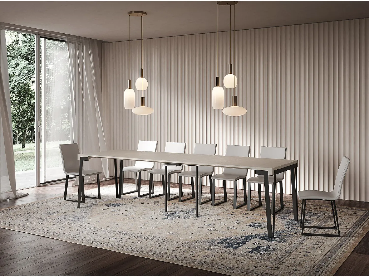 Consola*ITAMOBY Mesa consola extensível 90x40/300 cm Rio Cachemira quadro Antracite Cinzento