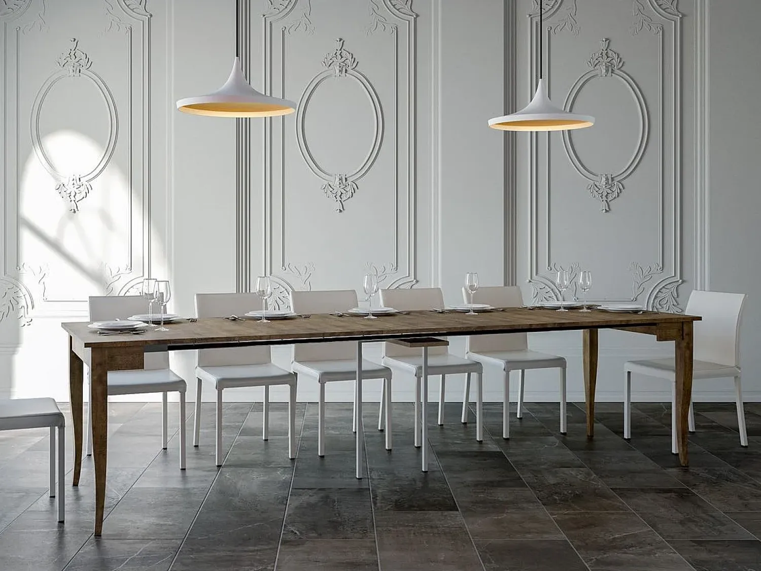Consola*ITAMOBY Mesa consola extensível 90x48/308 cm Sciabola Nogueira Natural escuro