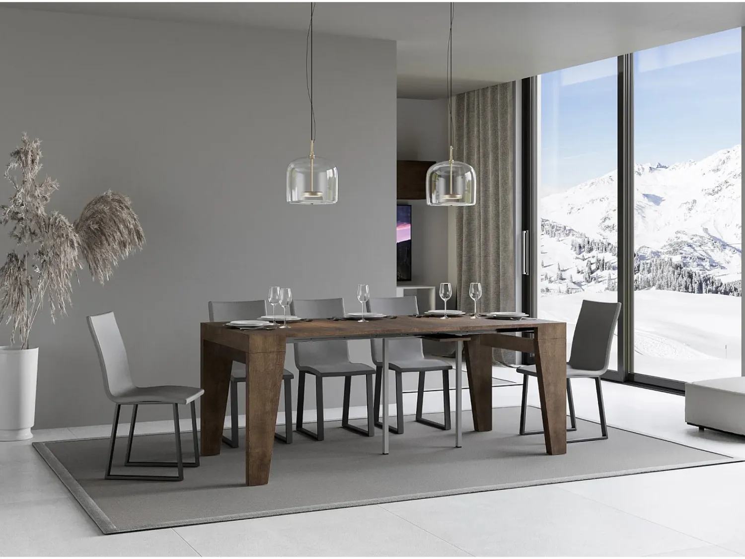 ITAMOBY Mesa consola extensível 90x40/196 cm Naxy Small Nogueira^ Consola