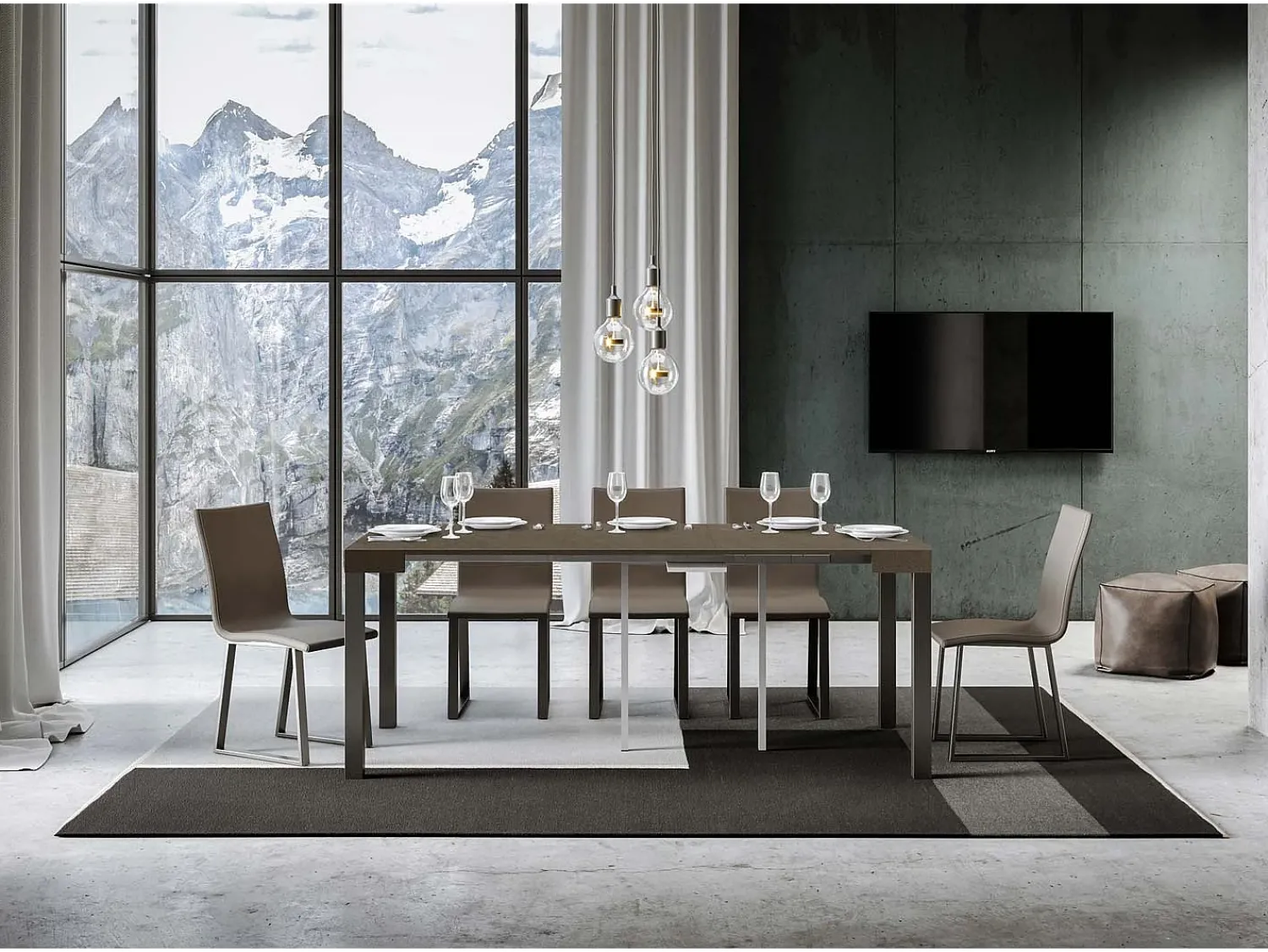 Consola*ITAMOBY Mesa consola extensível 90x40/300 cm Everyday Tortora quadro Antracite Castanho