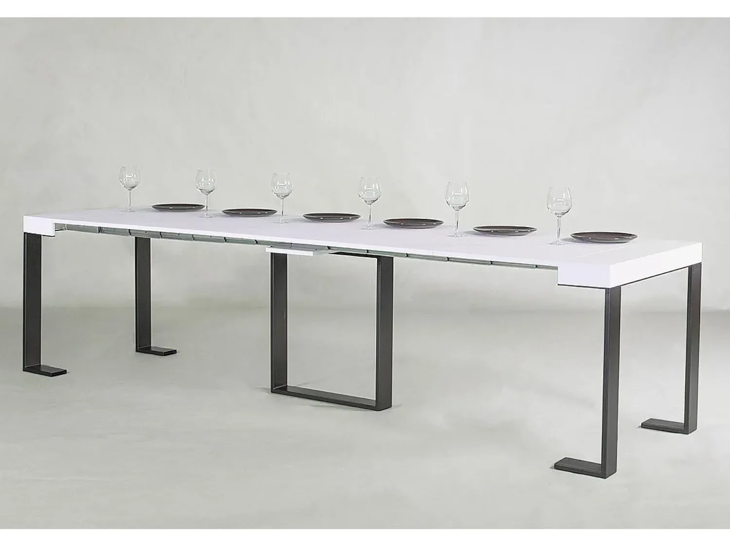 ITAMOBY Mesa consola extensível 90x40/300 cm Futura Cinza Branca quadro Antracite^ Consola