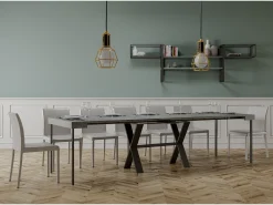 ITAMOBY Mesa consola extensível 90x40/300 cm Xenia Cimento quadro Antracite Cinzento