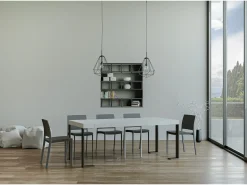 ITAMOBY Mesa consola extensível 90x40/196 cm Tecno Small Premium Cinza Branca quadro Antracite^ Consola
