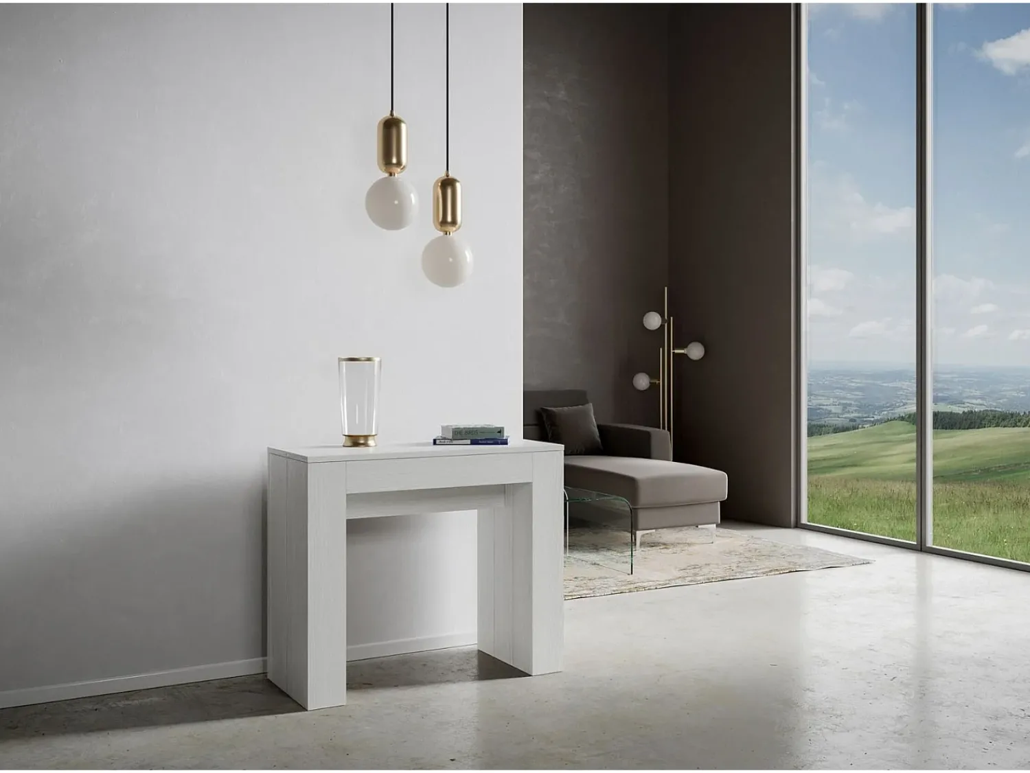 Consola|ITAMOBY Mesa consola extensível 90x42/302 cm Modem Cinza Branca Branco