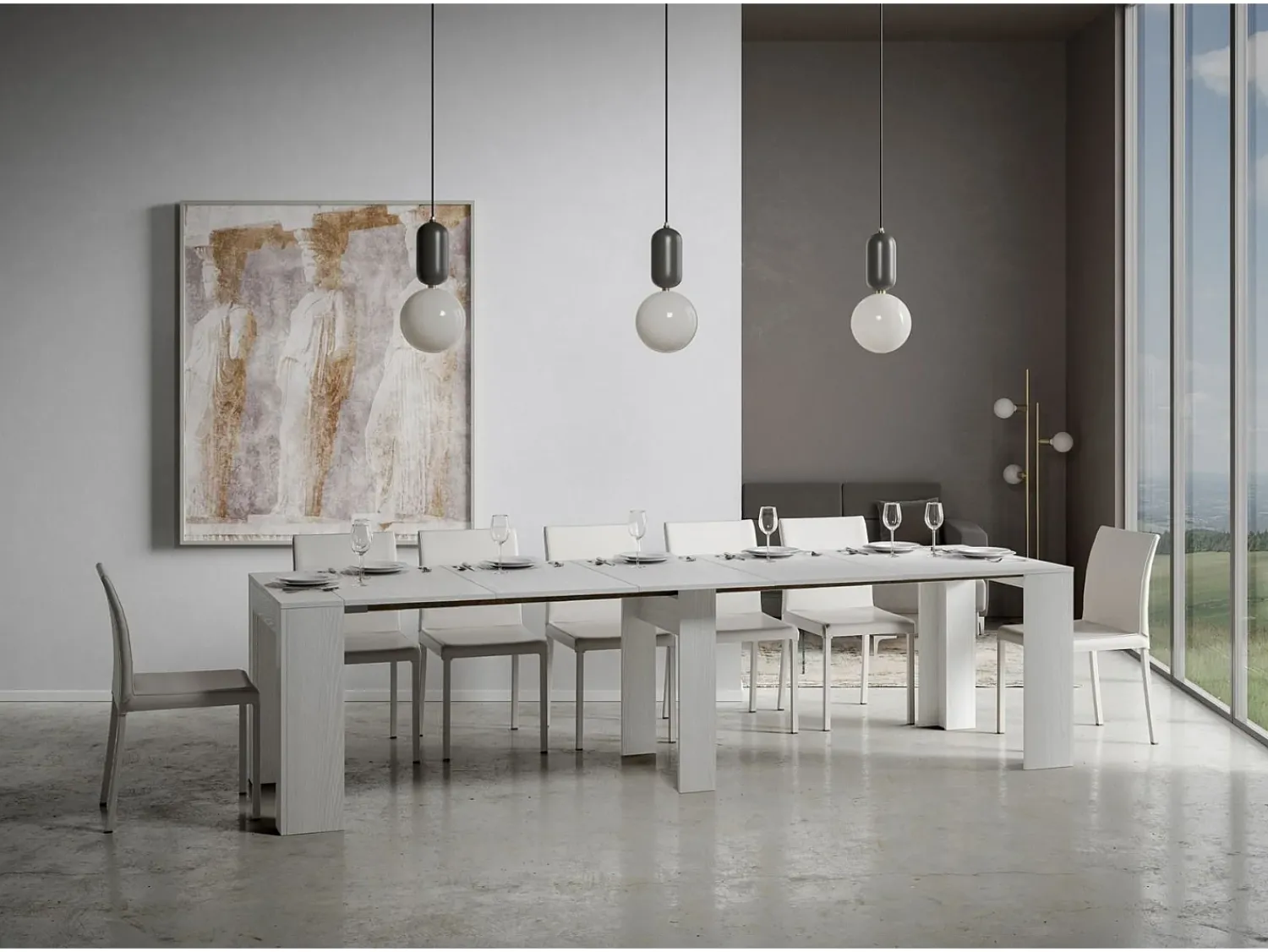 Consola|ITAMOBY Mesa consola extensível 90x42/302 cm Modem Cinza Branca Branco