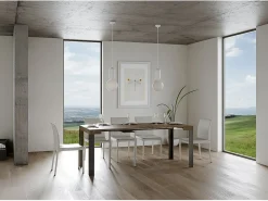 Consola|ITAMOBY Mesa consola extensível 90x40/196 cm Linea Small Nogueira quadro Antracite Natural escuro