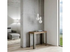 Consola|ITAMOBY Mesa consola extensível 90x40/196 cm Linea Small Nogueira quadro Antracite Natural escuro