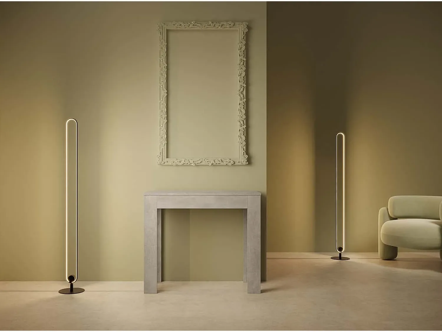 Ityhome Mesa consola extensível 90x42/198 cm Bora Small cimento^ Consola
