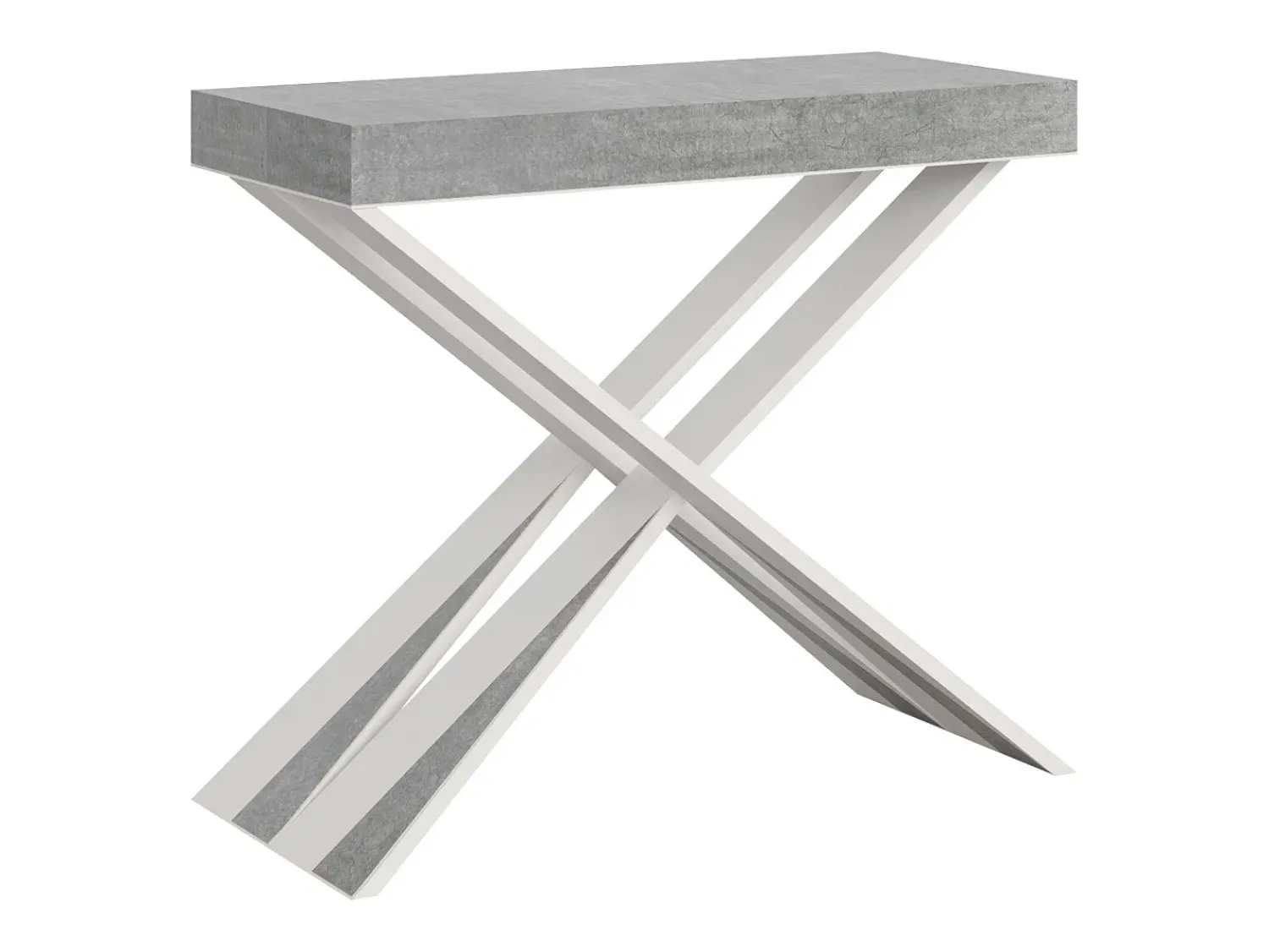 ITAMOBY Mesa consola extensível 90x40/196 cm Diago Small Cimento quadro Branco Cinzento