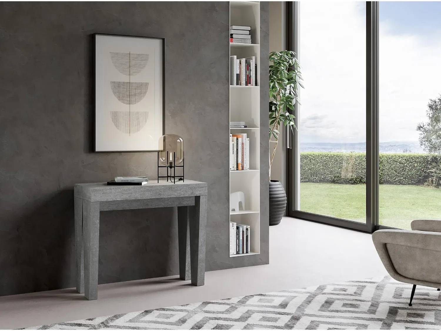 Consola|ITAMOBY Mesa consola extensível 90x40/196 cm Spimbo Small Cimento Cinzento